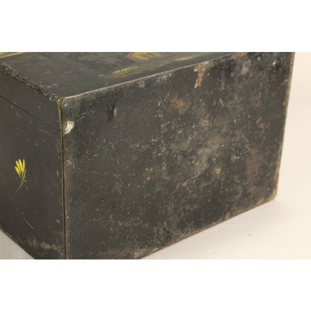 1850's Tin Toleware Chest Box W Latch, Hand Painted, Pennsylvania Folk Art For Sale - Image 15 of 15