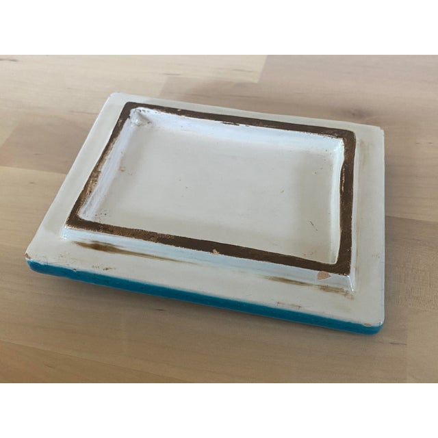 1950s Ugo Zaccagnini Mid-Century Modern Blue Ceramic Pottery Box For Sale In New York - Image 6 of 13