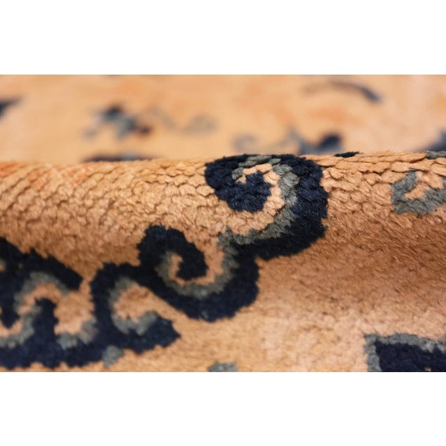 Nazmiyal Collection Small Scatter Square Size Gold Antique Chinese Rug For Sale In New York - Image 6 of 7