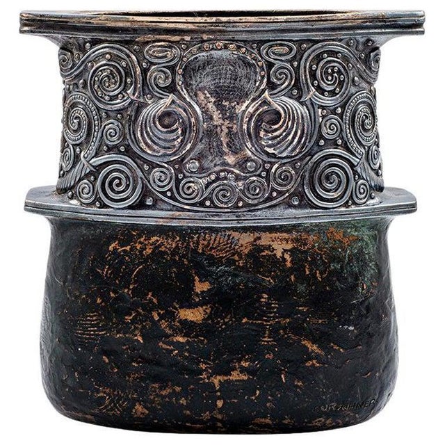 Metal Art Nouveau Austrian Bronze Vase in Silver Plate by Gustav Gurschner, 1890s For Sale - Image 7 of 7