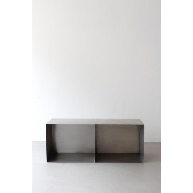 Sonar Cube Multifunction Furniture in Brushed Stainless Steel by Form & Eisen For Sale - Image 15 of 18