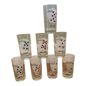 Vintage Poker Hand Drinking Glasses – Set of 8