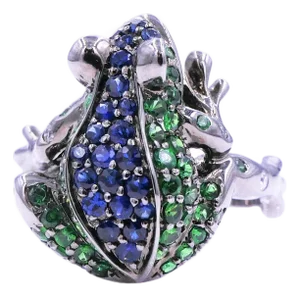 Midnight Lucky Frog - Ring, Size 7