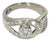 Mid 20th Century 14k White Gold Ring With 0.58ct Round Diamond and Openwork Design, Size 5.25 For Sale