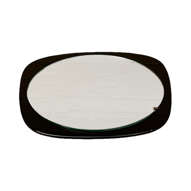 Black Asymmetrical Wall Mirror Poland 1970s For Sale - Image 8 of 12