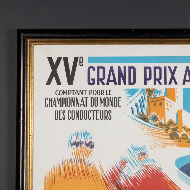 Vintage 20th Century Framed 1957 Monaco Grand Prix Poster by Bernard Minne, 1985 For Sale - Image 13 of 16