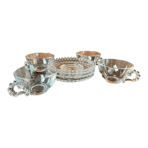 Vintage Imperial Candlewick Cup and Saucer - Set of 4
