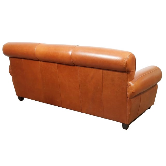 Late 20th Century Late 20th Century Club Furniture Brown Leather Sleeper Sofa Made in North Carolina For Sale - Image 5 of 6