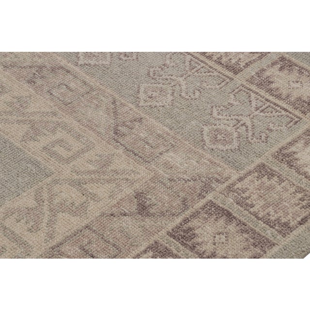 2010s Rug & Kilim’s Tribal Style Rug With Mauve and Pastel Blue Geometric Patterns For Sale - Image 5 of 7