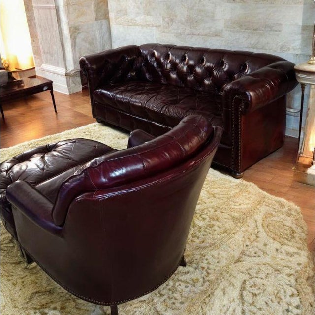Burgundy Experience Timeless Elegance With the Vintage Ethan Allen Chesterfield Collection For Sale - Image 8 of 12