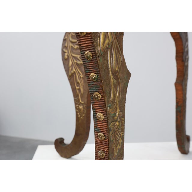 Wood Arts & Crafts Side Table in Oak and Copper, 1890s For Sale - Image 7 of 12