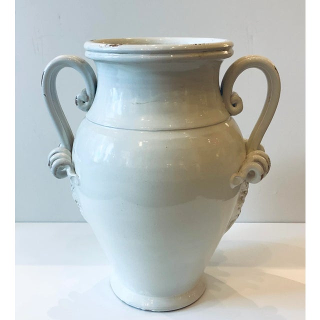 2020s Transitional Large Italian White Glaze Pottery Vase For Sale - Image 5 of 6