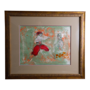 “Greek Dancers” by Edna Hibel – Signed Limited Edition Lithograph, Framed