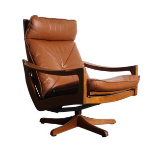 Vintage Norwegian Leather Reclining Chair For Sale