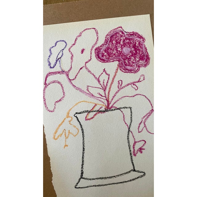 Abstract Una Base De Flores No. 9 Oil Pastel on Paper For Sale - Image 3 of 3