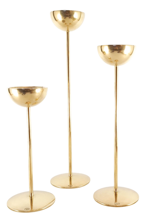 Vintage Olympia Brass Candleholders by Lotta Horn for Rejmyre Mässingsbruk, 1990s, Set of 3