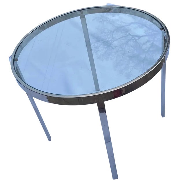 Chrome Vintage Chrome and Glass Side Table After Milo Baughman For Sale - Image 8 of 8