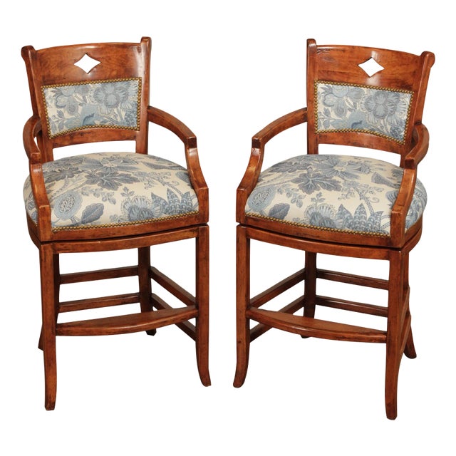 Bausman & Co. Rustic Style Pair of Swivel Barstools For Sale