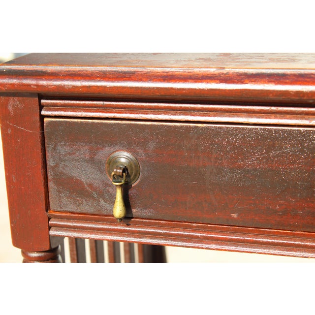 Early 20th Century Arts & Crafts Victorian Revival Slatted Side Table With Turned Legs For Sale - Image 11 of 15