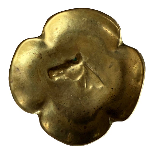 Vintage Virginia Metalworks Brass Trinket Dish With Horse For Sale