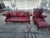 Vintage Carolina Leather House Oxblood Tufted Chesterfield Sofa, Wingback Chair & Ottoman - 3 Piece Set For Sale - Image 17 of 18