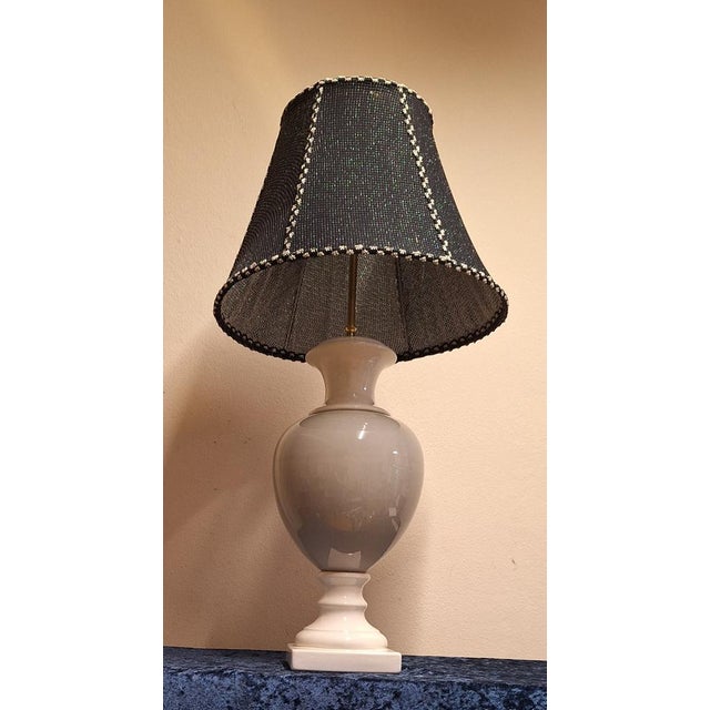 Vintage Ceramic Table Lamp with Handmade Fabric Shade, 1980s For Sale - Image 6 of 10