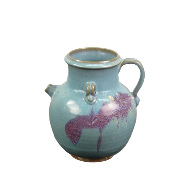 Blue and Purple Ceramics Water Jar For Sale - Image 9 of 9