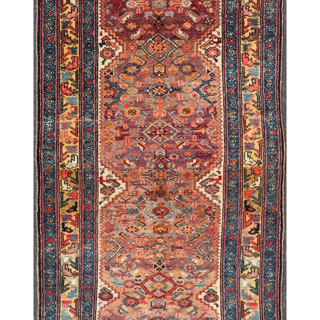 Navy Blue Antique Persian Fine Persian Malayer All-Over Design 3'9 X 8'0 For Sale - Image 8 of 13