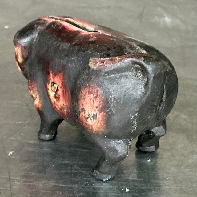 Farmhouse Vintage Boho Wrought Iron Pig Bank For Sale - Image 3 of 5