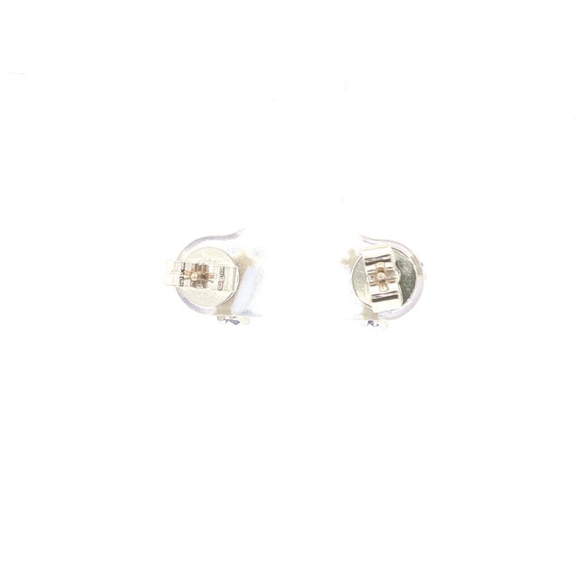 Contemporary Trillion Cut Tanzanite Stud Earrings, A Pair For Sale - Image 3 of 3