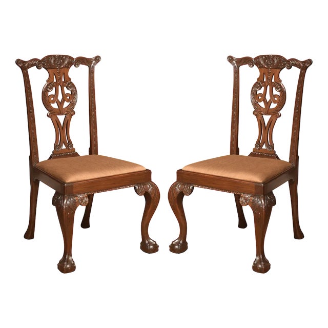 Set of Chippendale Revival Side Chairs, 1890s For Sale