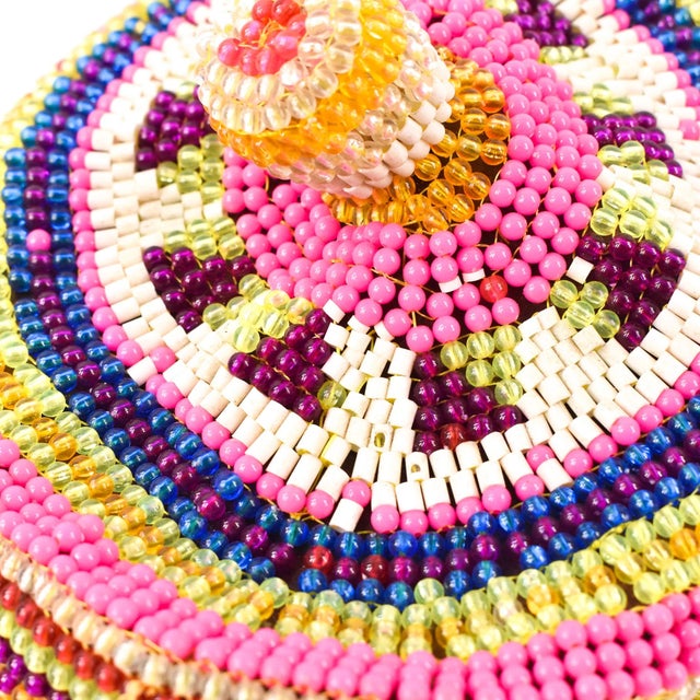 Intricately hand-made Pende Beaded Chief's Hat This is a specific type of headdress called a "misango mapende" worn by the...