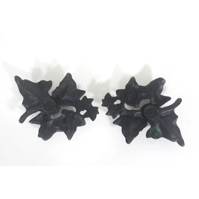 Vintage Cast Iron Ivy Leaf Candle Holders, a Pair For Sale - Image 6 of 8