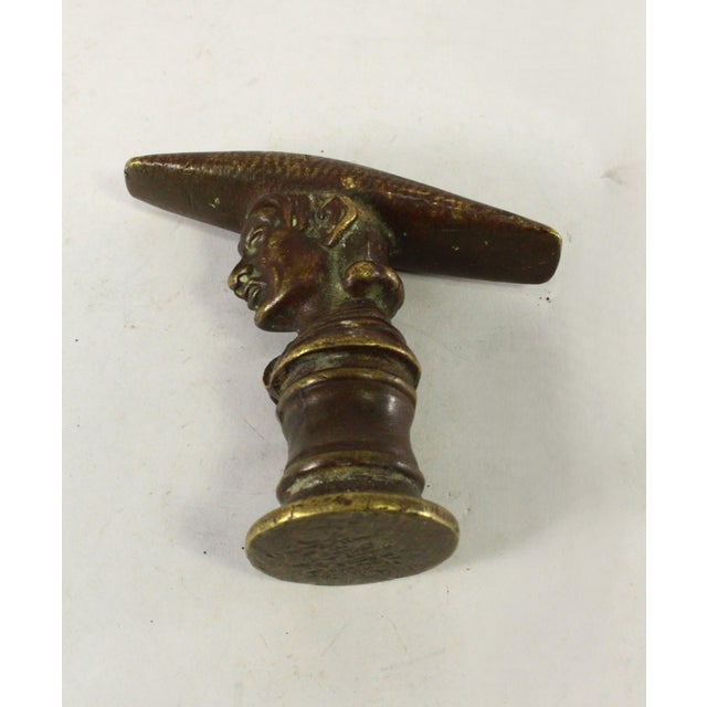 18th / 19th C. Apothecary Bronze Masher Pestle, Figural With Man in Bicorn Hat For Sale - Image 11 of 16