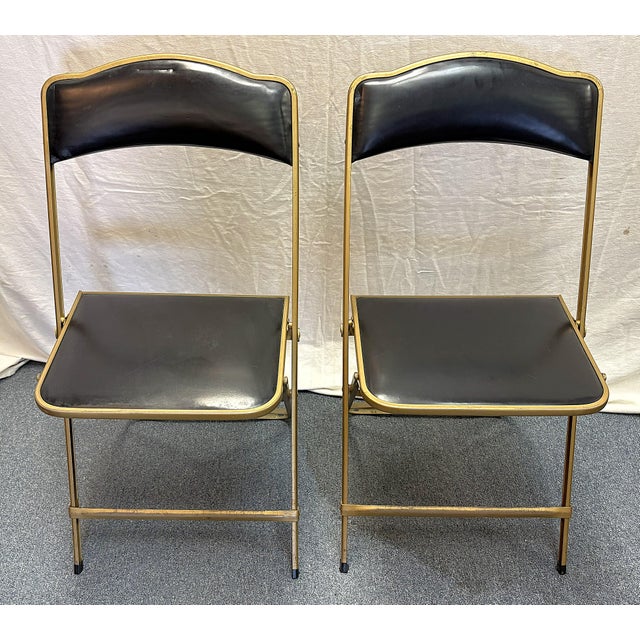 Mid-Century Modern 1960's Mid Century Modern A. Fritz & Co Folding Game Chairs- A Pair For Sale - Image 3 of 18