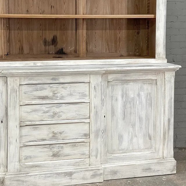 Grand 19th Century French Rustic Neoclassical Bookcase in Whitewashed Pine For Sale - Image 10 of 13