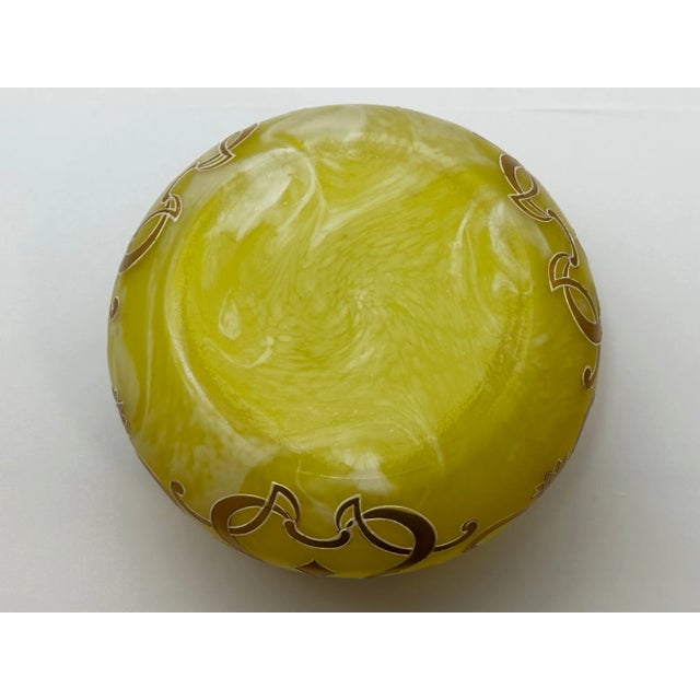 Early 1900s Antique Small Loetz Art Glass Yellow Golden Trinket Box For Sale - Image 10 of 11
