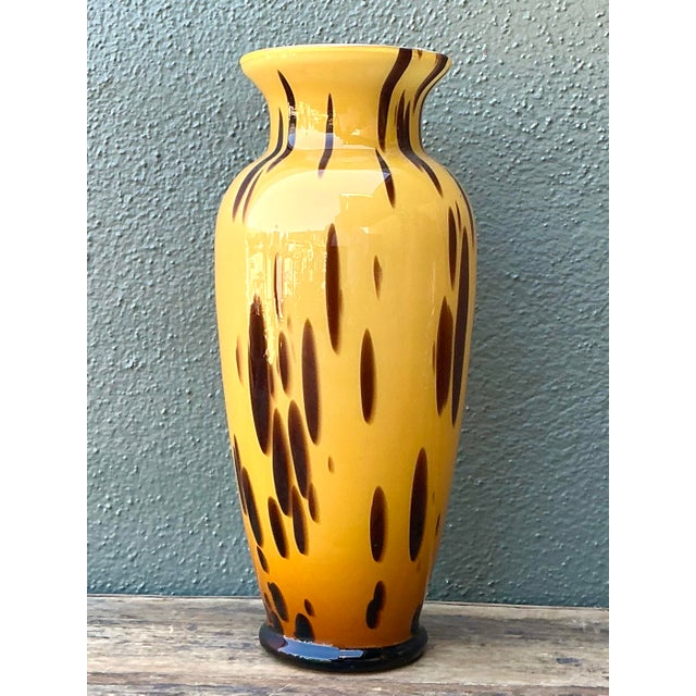 Vintage Italian Tortoise Glass Vase For Sale - Image 10 of 12