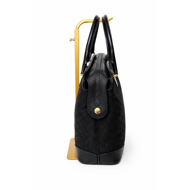 Contemporary Celine Black Leather Macadam Triomphe Top Handle Bag, C. 2002 For Sale - Image 3 of 14