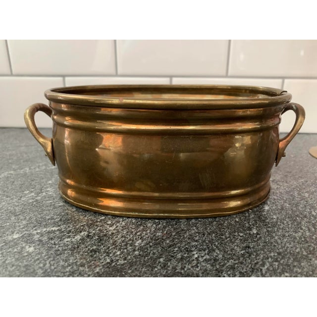 Brass Mid 20th Century Vintage Oval Brass Planter For Sale - Image 8 of 8