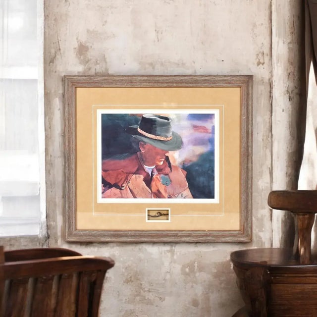 Early 21st Century Western Cowboy Rancher Portrait With Barbed Wire Pencil Signed Lithograph For Sale - Image 5 of 11