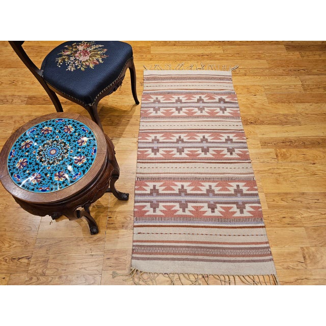 Vintage American Southwestern Kilim Rug, Handwoven Stripe Pattern, Earth Tones, 3x5 For Sale - Image 12 of 12
