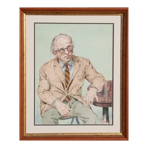 Portrait of a Man in Glasses, Philip Reisman Watercolor Painting