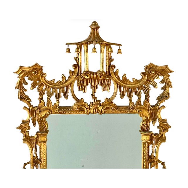Gold Chinese Chippendale Style Giltwood Mirror For Sale - Image 8 of 9