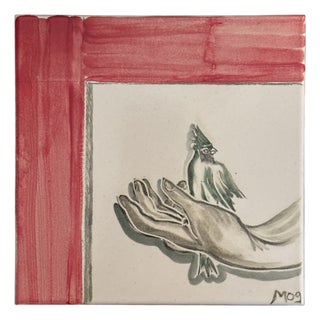 Vintage Hand Painted Italian Decorative Tile For Sale