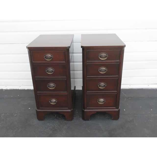Kindel Tall and Narrow Mahogany Nightstands End Bedside Tables a Pair 6443 For Sale - Image 16 of 17