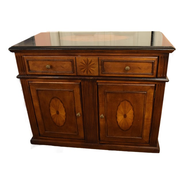Traditional Inlay Server / Accent Cabinet – Marquetry Detailing For Sale