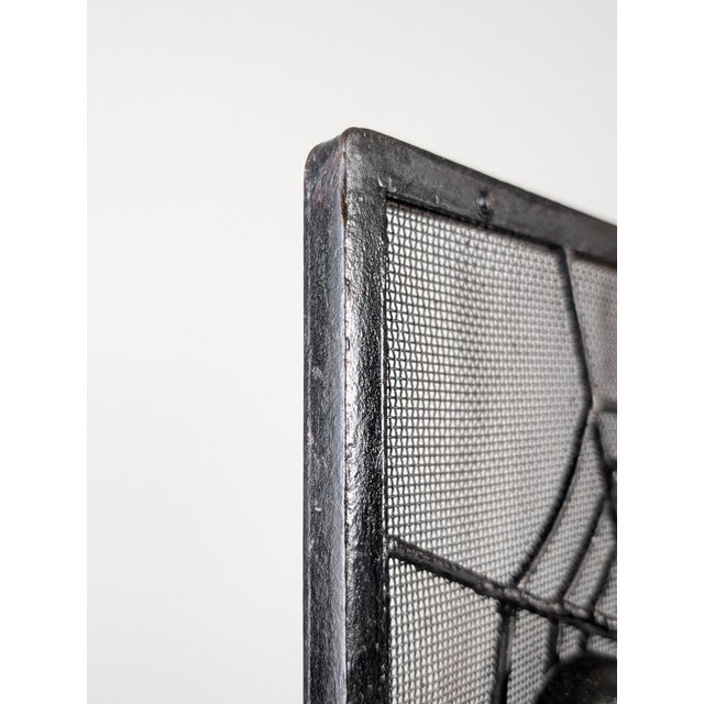 Black Wrought Iron Spark Fender with Spider Sculpture, 1970s For Sale - Image 8 of 18