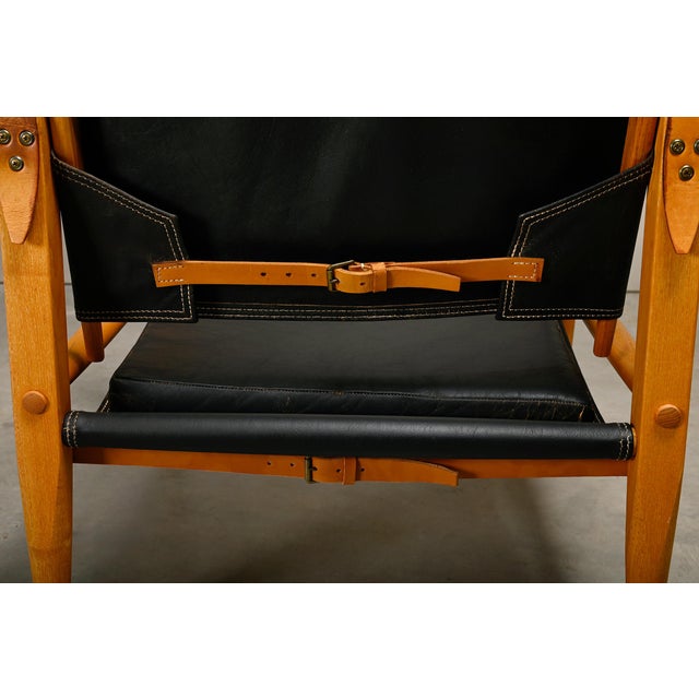 Set of Safari Chairs in Black Leather and Ash by Kaare Klint for Rud Rasmussen For Sale - Image 14 of 18