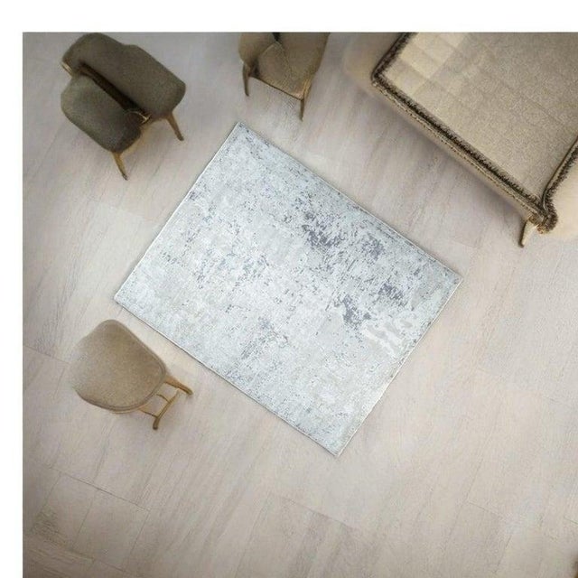 8x10 Gray Machine Made Wool Distressed Texture Abstract Modern Carpet Rug For Sale - Image 4 of 6